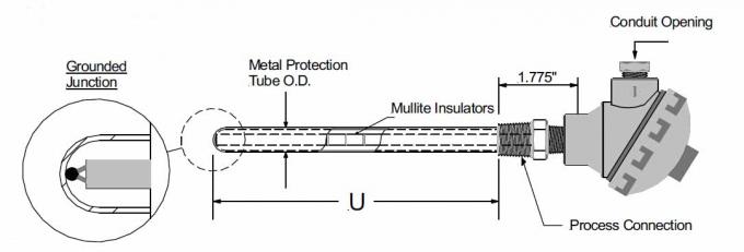 Собрание термопары датчика RTD термопары основного металла с трубкой предохранения от металла