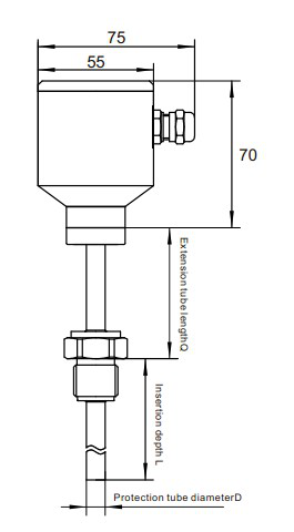 Напечатайте типу обшитому датчиком температуры Сс 316 к классу к термопары ИП67